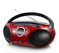 SINGING WOOD 030B Reproductor de CD portátil estéreo portátil con Bluetooth para Radio estéreo Am FM doméstica, Entrada de línea Auxiliar, Conector para Auriculares (Rojo Firemist)