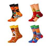 SingingWang 4 Pares Calcetines Divertidos Hamburguesas Papas Fritas, Calcetines Graciosos Originales, Calcetines Invierno Largos, Regalos para Hombre y Mujer, Unisex, 35-38, 39-42 (E4)