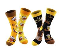 SingingWang Calcetines Hombre, Socks Women, Calcetines Hombre Graciosos, Funny Socks, Happy Socks, Paquete 2 Pares Diseños Comida, Hamburguesas Patatas Taglia Unica Regalo Unisex, Muchos (Cerveza)