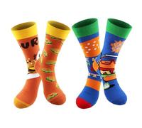 SingingWang Calcetines Hombre, Socks Women, Calcetines Hombre Graciosos, Funny Socks, Happy Socks, Paquete 2 Pares Diseños Comida, Hamburguesas Patatas Taglia Unica Regalo Unisex, Muchos (burguesa)