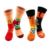 SingingWang Calcetines Hombre, Socks Women, Calcetines Hombre Graciosos, Funny Socks, Happy Socks, Paquete 2 Pares Diseños Comida, Hamburguesas Patatas Taglia Unica Regalo Unisex, Muchos (Papas)