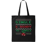 Single and Ready to Jingle Ugly Sweater - Bolsa de algodón ecológico natural, color negro, Black, Talla única