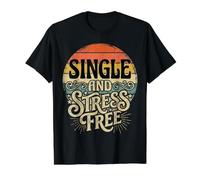 Single and Stress Free Soltero Soltero Libertad |- Camiseta gráfica económica, Hombre, Negro, L
