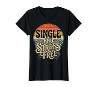 Single and Stress Free Soltero Soltero Libertad |- Camiseta gráfica económica, Mujer, Negro, XL