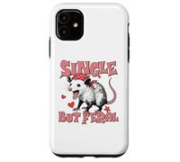 Single But Feral Opossum Funny Valentines Humor Carcasa para iPhone 11