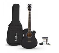 Single Cutaway Electro Acoustic Guitar & Accessory Pack by Gear4music Black
