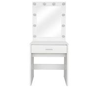 Single Drawer Dresser with Light Cannon and Large Mirror Black Warm Light (White4)