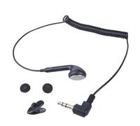 Single Ear Wired Earphone - 3.5mm Mono Earbud, Noise Isolating Earplugs, Retractable Spring Cord | Deep Bass Earbuds For Cell Phones, Laptop, Tablet, PC, Mobile Devices, Hands-Free Listening, Work, Tr