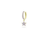 Single earring for women, hoop star Rue des Mille 925 silver, zirconia ORZ-018 M3 STE AU.