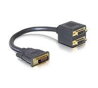 Single Link DVI Splitter 1 to 2 Port Y Extension Cable Adapter for PC HDTV Black