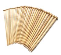 Single Point Bamboo Knitting Needles 14 Inch 18 Pairs Wooden Knitting Needles for Beginners US Size 0-15 (2.0-10.0mm) Straight Wood Needles Prefect