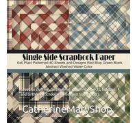 Single Side Scrapbook Paper 6x6 Plaid Patterned 40 Sheets and Designs Red Blue Green Black Abstract Washed Water Color: Great for crafting, card ... School activities and teacher gifts.