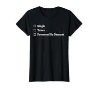 Single Tomado Poseído por Demonios Funny Satanás Casilla Humor Camiseta gráfica económica, Mujer, Negro, XS