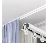 Single Track Curtain Rail Ceiling Mount, Hidden Recessed Room Divider Curtain Track System, White Straight Shower Curtains Rod Extra Long(1.8m (5.9ft))