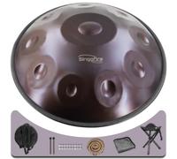 SINGOFIRE" - Tambor de mano para adultos, 22 pulgadas, 10 notas, 440 Hz, D, menor, kurdo, instrumento de mano con bolsa de mano suave, 2 mazos de mano, soporte de mano y paño libre de polvo (morado)