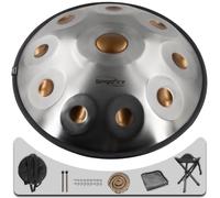 SINGOFIRE" Tambor de mano, tambor de mano para adultos, 22 pulgadas, 10 notas, 440 Hz, D menor, instrumento de mano con bolsa de mano suave, 2 mazos de mano, soporte de mano y paño libre de polvo (ojo