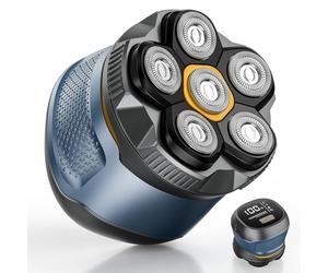 Singphere Afeitadora Cabeza Hombre, IPX7 Impermeable Maquina Afeitar Cabeza para Calvo, 6D Cabezales Magnéticos Maquinilla Afeitadora electrica hombre en Seco y Húmedo con Pantalla LED, USB-C