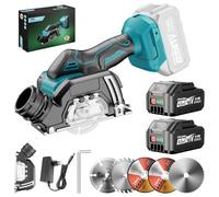 SINGTIP Mini Amoladora Angular Batería 76mm fur Maa-kita 18 V Batería, 19500RRPM Radial Pequeña Eléctrica con 2 Baterías de 4,0Ah, 5 Discos de Corte para Metal/Madera | Con Cubierta Antipolvo