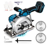 SINGTIP Mini Sierra Circular Inalámbrica compatible con Makita 18V Batería, 7200RPM, corte a inglete de 45°/90°, 2 Hojas de Sierra de 140mm para Madera, PVC(Sin Batería)