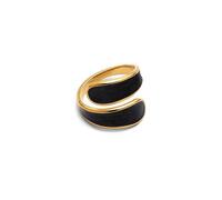 SINGULARU - Anillo Abbraccio Black. Acero con Baño en Oro de 18 Kt y Enamel. Joyas Para Mujer.