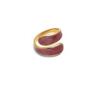 SINGULARU - Anillo Abbraccio Granate. Acero con Baño en Oro de 18 Kt y Enamel. Joyas Para Mujer.