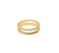 SINGULARU - Anillo Bibiana. Acero con Baño en Oro de 18 Kt y Circonita. Joyas Para Mujer. Talla 20.