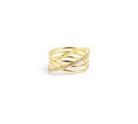 SINGULARU - Anillo Comete- Anillo de Plata de Ley 925 con Acabado Baño de Oro de 18 Kt. - Joyas para Mujer - Hecho en España - Varios Acabados y Tallas