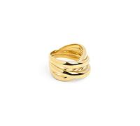 SINGULARU - Anillo Double Cross. Latón con Acabado Baño de Oro de 18 Kt. Talla 10