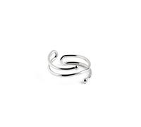 SINGULARU - Anillo Double Dot Plata. Ajustable. Plata de Ley 925. Talla Unica. Acabado Baño de Rodio. Joyas para Mujer