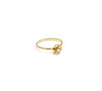 SINGULARU - Anillo Gardenia. Latón con Baño en Oro de 18 Kt y Circonita. Joyas Para Mujer. Talla 12.