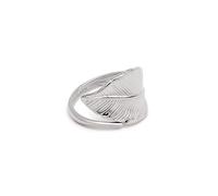 SINGULARU - Anillo Hoja. Acero con grosor de hilo de 2 mm. Ajustable con Motivo Hoja. Talla Única Joyas para Mujer