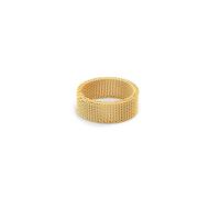 SINGULARU - Anillo Mesh. Acero con Acabado en Baño Oro de 18Kt. Anillo Ancho y Maxi con Altura de 8 mm y Grosor de 1.9 mm. Joyas para Mujer. Talla 16