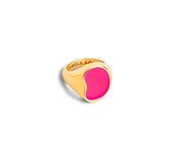 SINGULARU Anillo Mujer Signet Bean Neon Pink Enamel Baño Oro