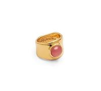SINGULARU - Anillo My Pink Stone. Latón con Baño en Oro de 18 Kt y Cristal. Joyas Para Mujer. Talla 10.