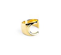 SINGULARU - Anillo Personalizado Letter Signet. Macizo Ajustable. Latón con Acabado Baño de Oro de 18 Kt. Talla Unica. Joyas para Mujer. Letra C