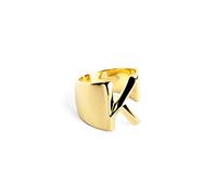 SINGULARU - Anillo Personalizado Letter Signet. Macizo Ajustable. Latón con Acabado Baño de Oro de 18 Kt. Talla Unica. Joyas para Mujer. Letra K