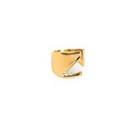 SINGULARU - Anillo Personalizado Letter Signet. Macizo Ajustable. Latón con Acabado Baño de Oro de 18 Kt. Talla Unica. Joyas para Mujer. Letra Z