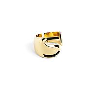 SINGULARU - Anillo Personalizado Letter Signet. Macizo Ajustable. Latón con Acabado Baño de Oro de 18 Kt. Talla Unica. Joyas para Mujer. Letra S