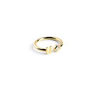 SINGULARU - Anillo Personalizado Letter Spark. Ajustable. Plata de Ley 925 con Acabado Baño de Oro de 18 Kt. Talla Unica. Joyas para Mujer. Letra U