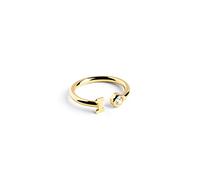 SINGULARU - Anillo Personalizado Letter Spark. Ajustable. Plata de Ley 925 con Acabado Baño de Oro de 18 Kt. Talla Unica. Joyas para Mujer. Letra I
