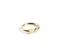 SINGULARU - Anillo Personalizado Letter Spark. Ajustable. Plata de Ley 925 con Acabado Baño de Oro de 18 Kt. Talla Unica. Joyas para Mujer. Letra N