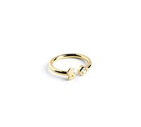 SINGULARU - Anillo Personalizado Letter Spark. Ajustable. Plata de Ley 925 con Acabado Baño de Oro de 18 Kt. Talla Unica. Joyas para Mujer. Letra S