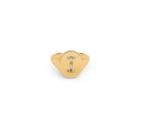 SINGULARU - Anillo Personalizado Signet Letter Colors. Ajustable. Latón con Acabado Baño de Oro de 18 Kt. Talla Unica. Joyas para Mujer. Letra I