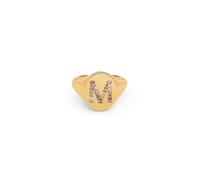 SINGULARU - Anillo Personalizado Signet Letter Colors. Ajustable. Latón con Acabado Baño de Oro de 18 Kt. Talla Unica. Joyas para Mujer. Letra M