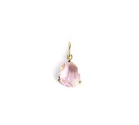 SINGULARU - Charm Birthstones. Plata de Ley 925 con Acabado Baño de Oro de 18 Kt. Colgante con Piedras de Colores. Combinable con Collar. Turmalina Rosa. Joyas para Mujer
