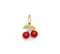 SINGULARU - Charm Cereza. Latón con Baño en Oro de 18 Kt y Enamel. Joyas Para Mujer.