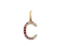 SINGULARU - Charm Letter Spark Sakura. Colgante en Plata de Ley con Acabado en Baño Oro de 18Kt y Circonitas Joyas Para Mujer. Letra C