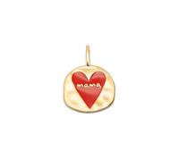 SINGULARU Charm Mujer Mamá Lovely Heart Baño Oro | Latón con baño de oro de 18kt aporta elegancia con esmalte rojo. Combinable con Cadena.