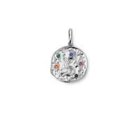 SINGULARU - Charm Organic Colors Zodiaco. Colgante de Latón con Acabado en Baño de Rodio y Circonitas. Joyas Para Mujer. Acuario