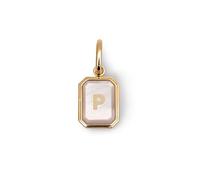 SINGULARU - Charm Personalizado Letter Nácar. Colgante de Latón con Acabado en Baño de Oro de 18 Kt y Detalles en Nácar. Joyas Para Mujer. Letra P